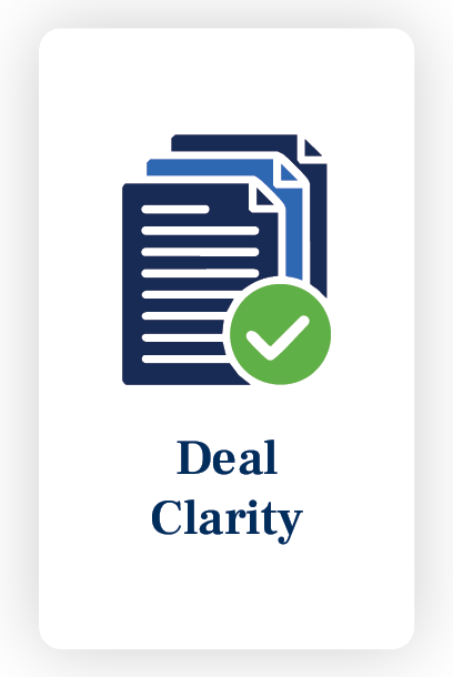 Illustration of stacked documents with a green checkmark, symbolizing deal clarity. Upfront commercial real estate insurance indications help with estimating ownership costs. 