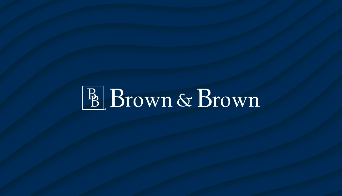 Brown & Brown logo: Two overlapping white Bs in a dark square next to the company name in bold dark type on a white background. Brown & Brown provides insurance and risk management solutions for real estate investors.